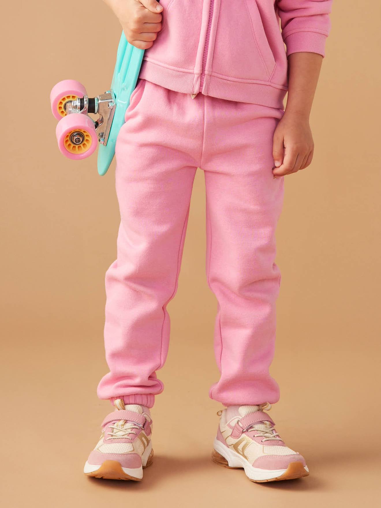 Vertbaudet Molton Joggingbroek Voor Meisjes Met Paperbag Ceintuur Snoepjesroze