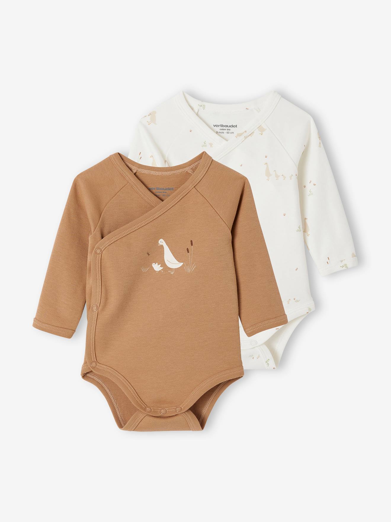 Lot De 3 Bodies évolutifs Naissance - 100% Coton Bio - Manches à Revers Et Double Pression à L'entrejambe - 3