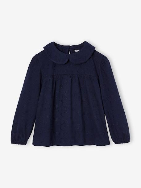 Fille-T-shirt, sous-pull-T-shirt-T-shirt blouse en broderie anglaise fille manches longues