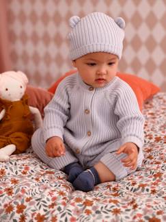 Baby-Babyset met tricot overal en bijpassende muts met oortjes 