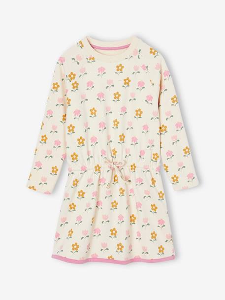 Fille-Robe-Robe en molleton motifs fleurs fille