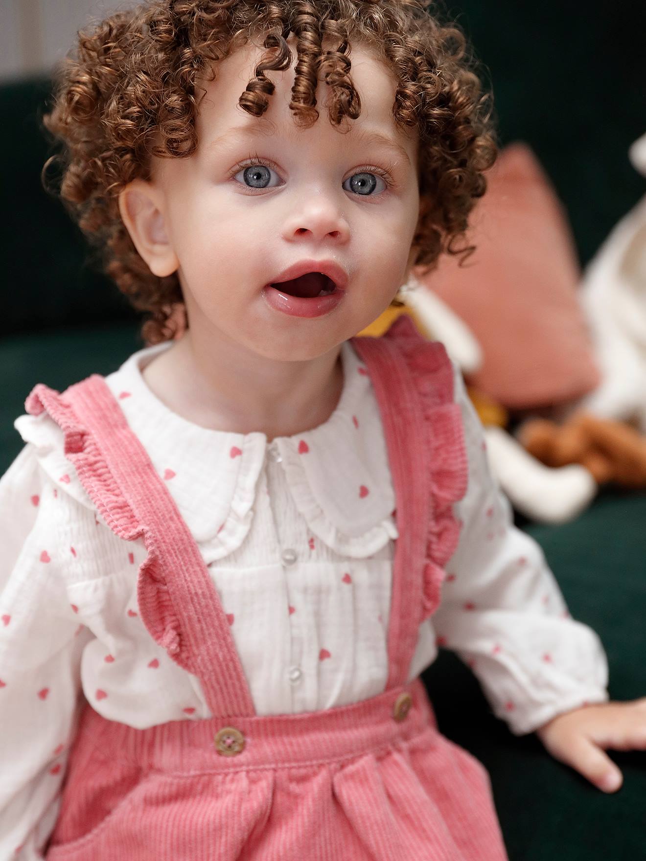 Vertbaudet Blouse Hartjes Van Katoengaas Babymeisje Ecru