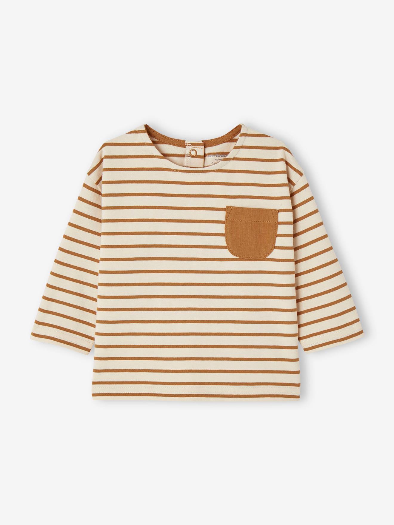 Vertbaudet Gestreept T-shirt Baby Met Lange Mouwen Pecannoot