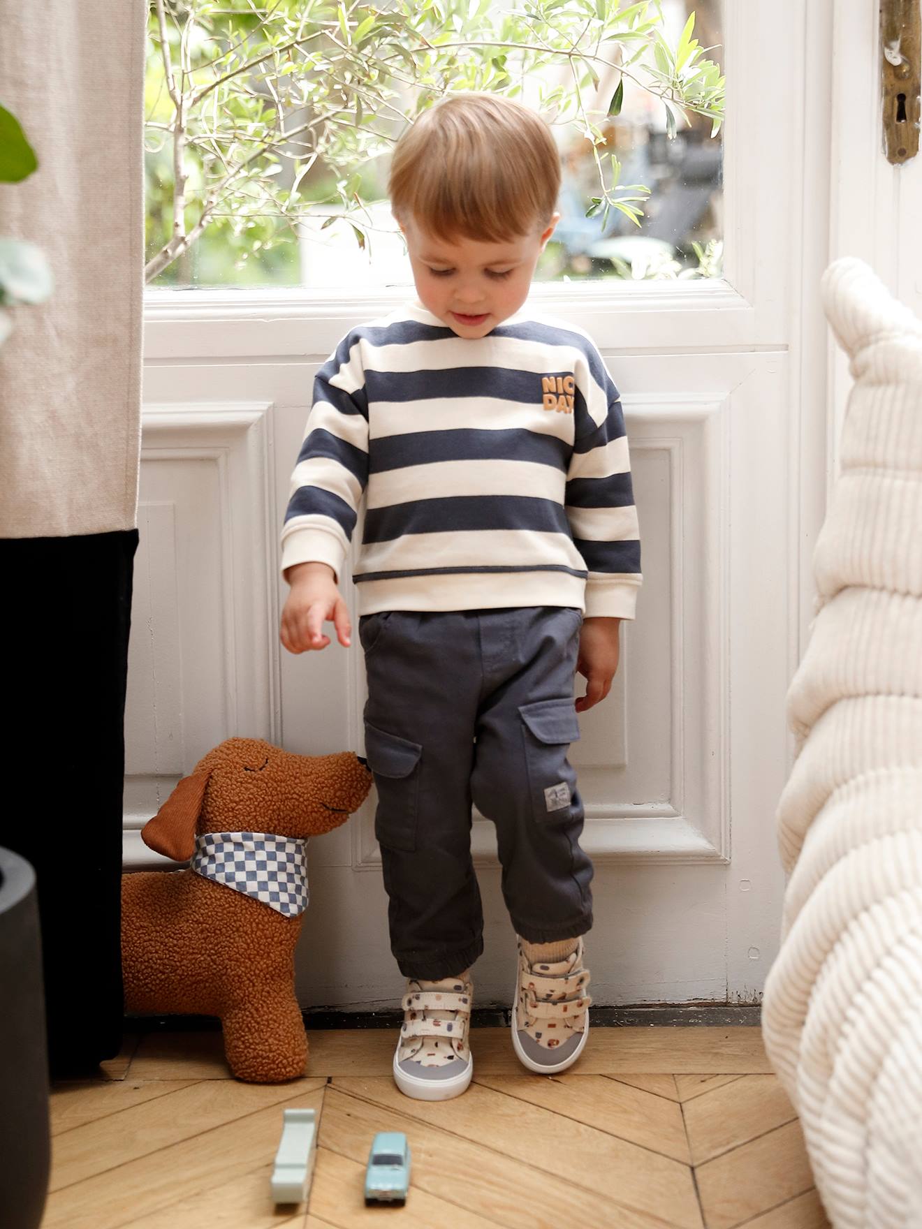 Vertbaudet Set Gestreepte Sweater + Battlebroek Babyjongen Leiblauw