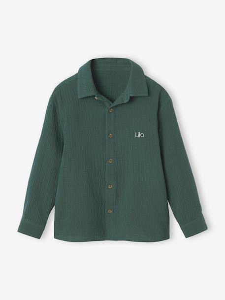 Chemise gaze de coton garçon vert sapin - vertbaudet enfant 