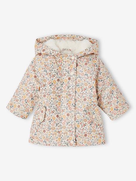 Ciré à capuche bébé fille imprimé fleurs et doublé  - vertbaudet enfant