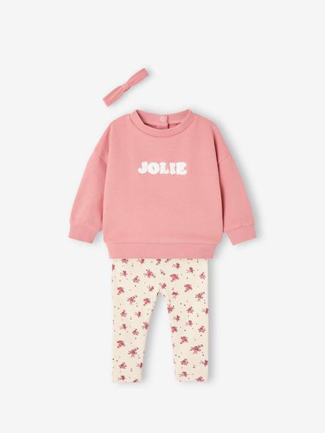 Bébé-Ensemble sweat + legging + bandeau personnalisable bébé fille