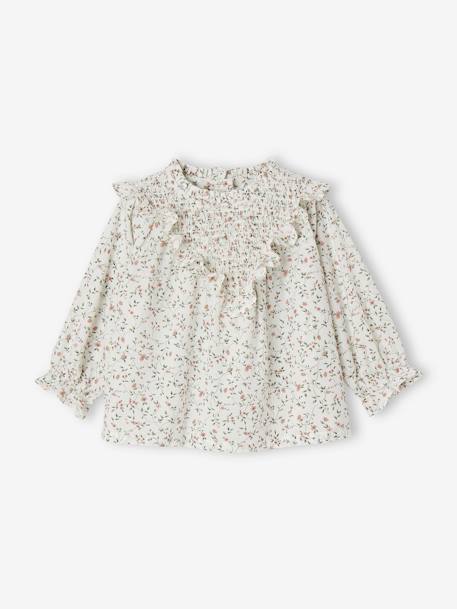 Bébé-Blouse fleurie à smocks et volants bébé