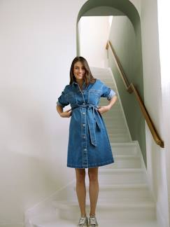 Vêtements de grossesse-Allaitement-Robe chemise en jean grossesse et allaitement