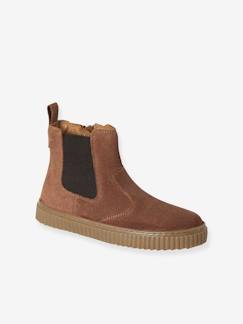 Boots enfant garçon cuir zippées et élastiquées  - vertbaudet enfant