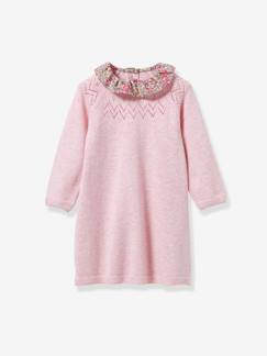 Baby-Rok, jurk-Tricot jurk met kraag van Liberty®-stof baby CYRILLUS