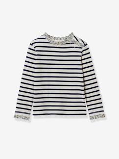 -Tee-shirt marinière fille en tissu liberty - coton biologique -CYRILLUS