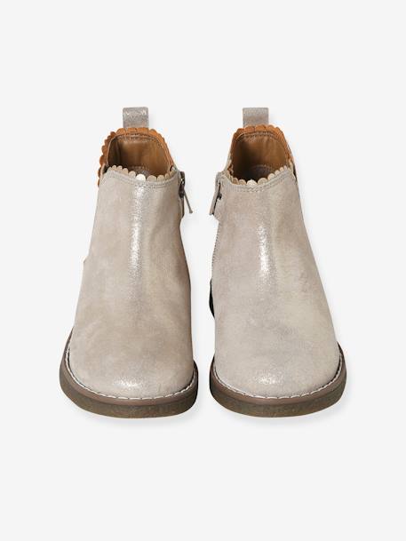 Boots cuir fille élastiquées collection maternelle marine+or - vertbaudet enfant 