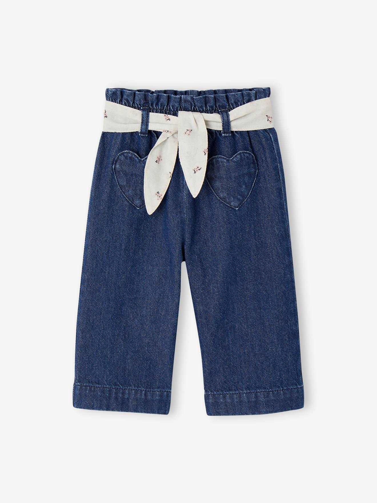 Vertbaudet Wijde Babyjeans Met Knoopriem Ongewassen Denim