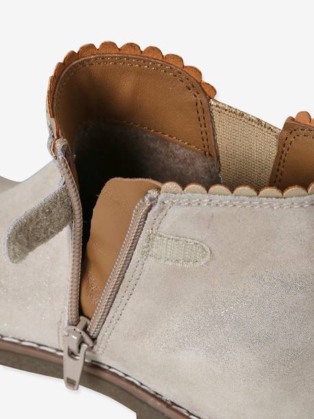 Boots cuir fille élastiquées collection maternelle marine+or - vertbaudet enfant 