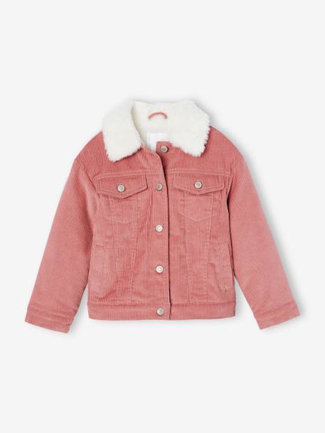 Fille-Manteau, veste-Veste en velours doublée fausse fourrure fille