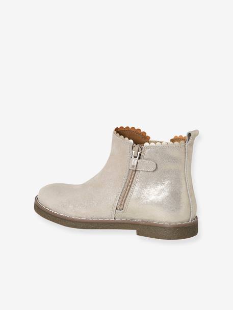 Boots cuir fille élastiquées collection maternelle marine+or - vertbaudet enfant 