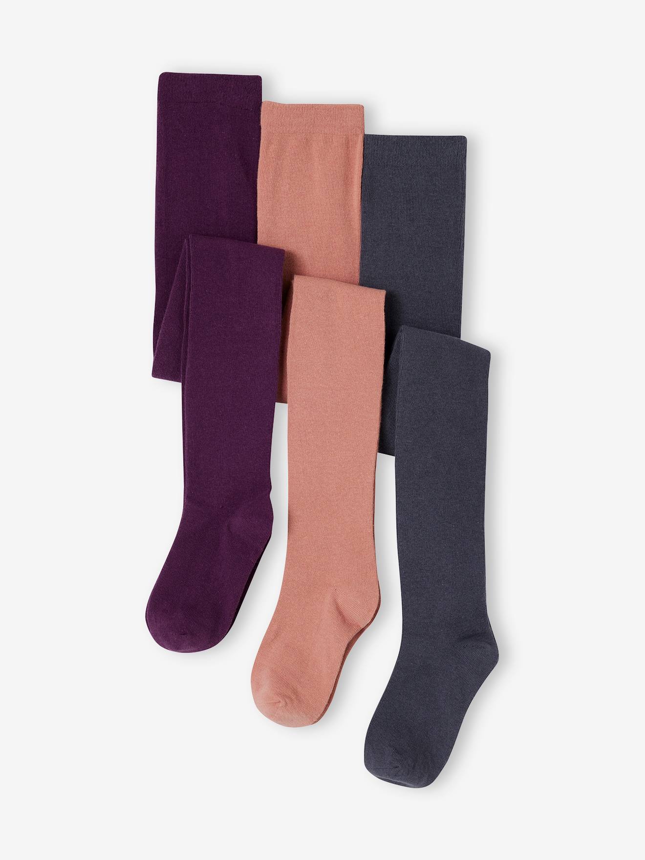 Vertbaudet Set Van 3 Oeko-Tex®-meisjesleggings Pruim