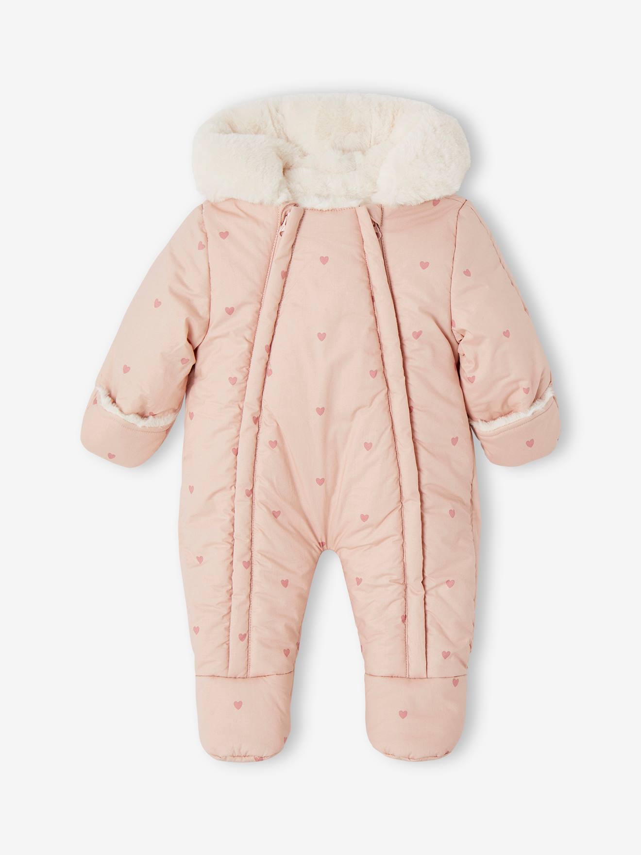 Vertbaudet Jumpsuit Met Hartjesprint En Voering Van Imitatiebont Oudroze