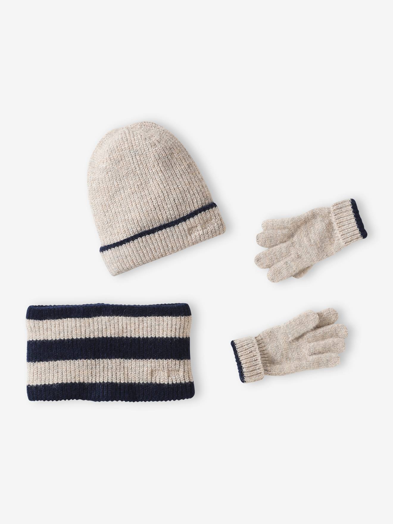 Vertbaudet Set Van Muts + Snood + Handschoenen Voor Jongens "cool Kids" Grijsblauw