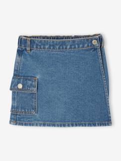 Jupe-short en denim fille poche cargo  - vertbaudet enfant