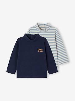 Baby-T-shirt, coltrui-Coltrui-Set van 2 basic shirts met rolkraag