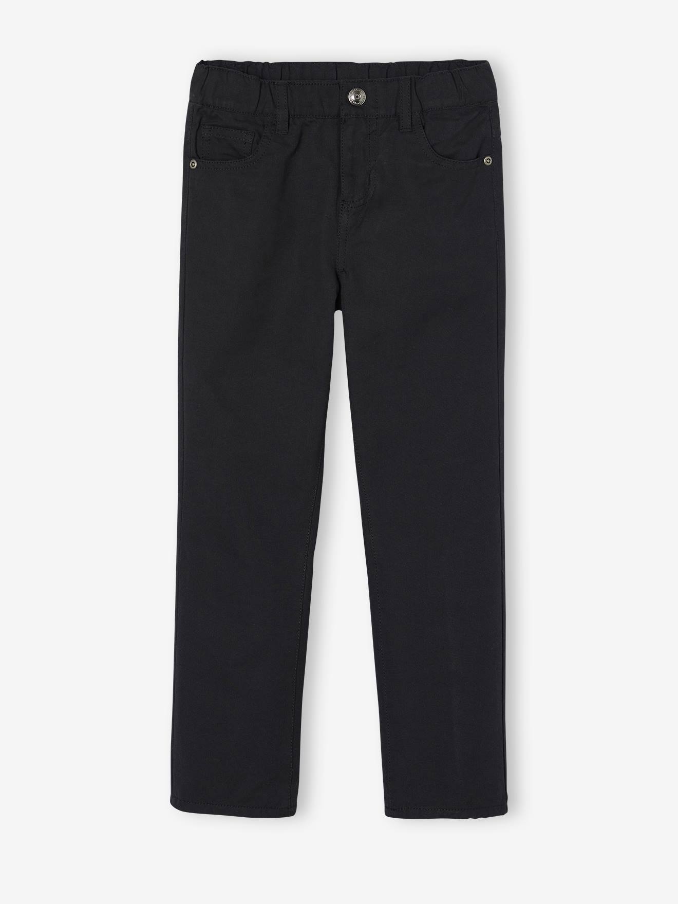 Vertbaudet Slijtvaste Broek, Recht Model, Met Jersey Voering Jongens Zwart