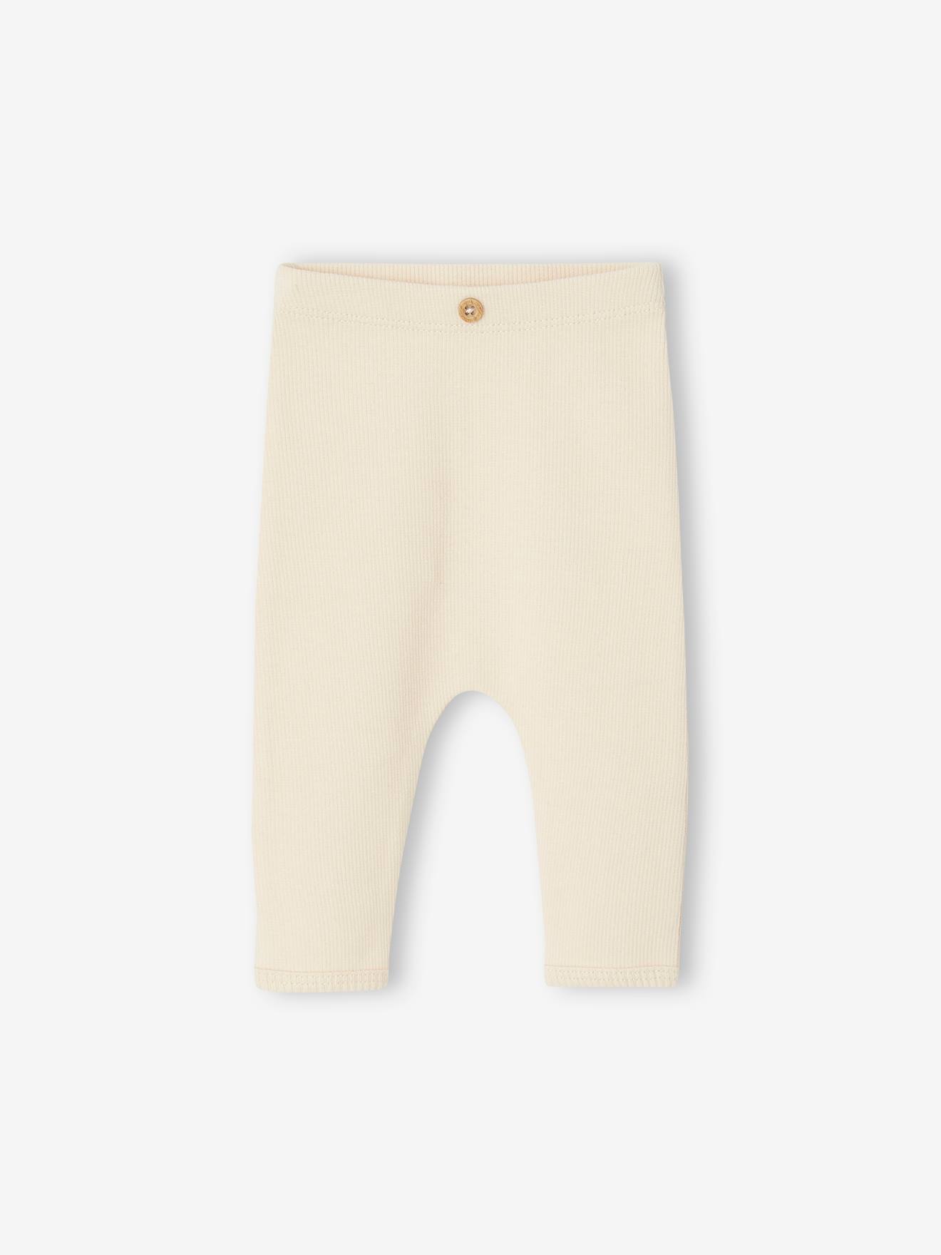 Vertbaudet Geribde Legging Voor Babymeisjes Vanille