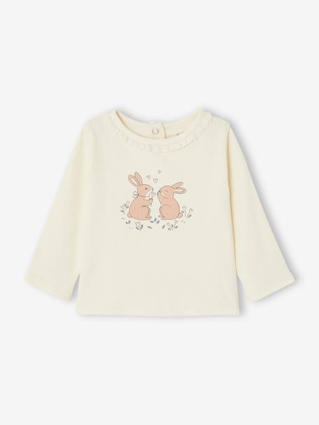 Bébé-T-shirt "lapins" en côtes col fantaisie naissance