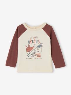 Baby-T-shirt, coltrui-T-shirt van biologisch katoen met raglanmouwen voor baby's