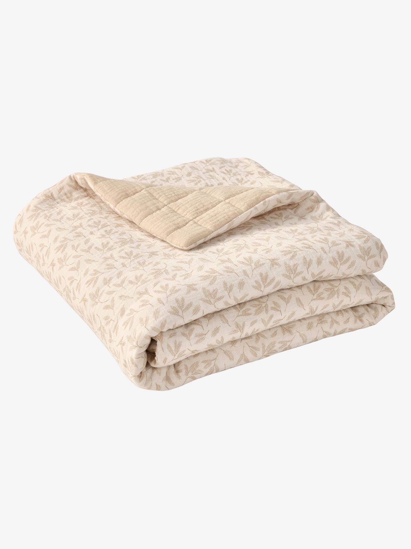Vertbaudet Deken / Boxbodem Van Katoengaas Hygge Beige, Bedrukt