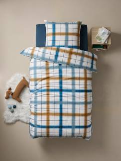 -Parure housse de couette + taie d'oreiller enfant en flanelle RETRO WINTER, avec coton recyclé