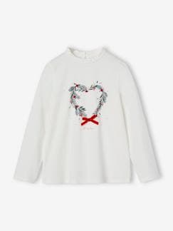 -T-shirt de Noël couronne coeur détails pailletés fille