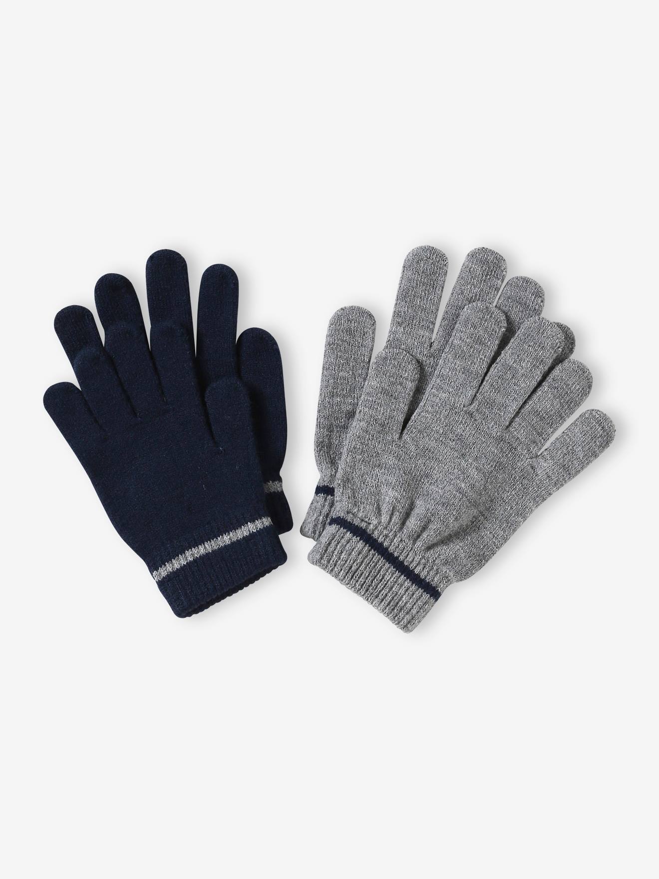 Vertbaudet Set Van 2 Paar Magische Jongenshandschoenen Gemêleerd Grijs