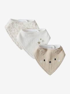 -Lot 3 bavoirs bandanas en gaze de coton