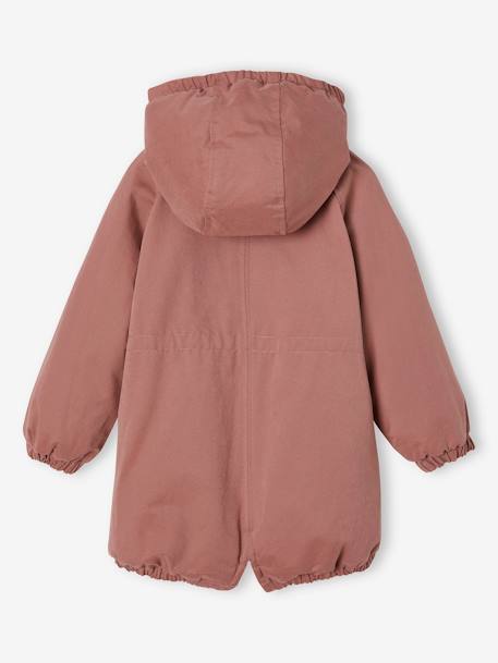 Parka fille à capuche doublée imitation fourrure bois de rose+camel+marine+noir+prune+vert foncé - vertbaudet enfant 