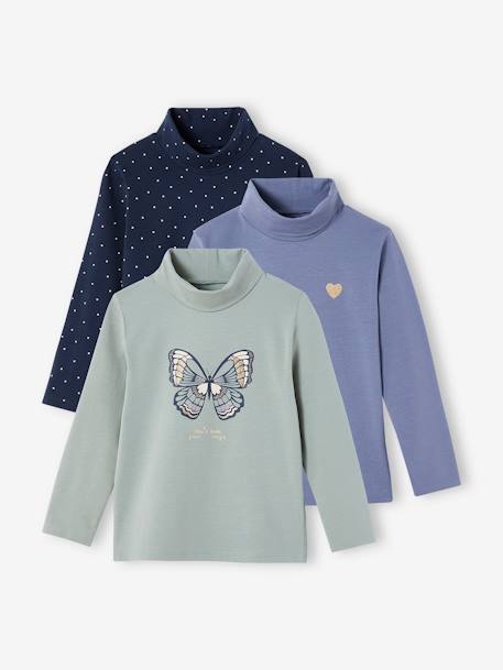 Fille-T-shirt, sous-pull-Lot de 3 T-shirts col roulé fille
