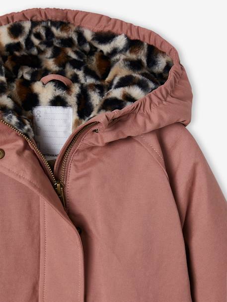 Parka fille à capuche doublée imitation fourrure bois de rose+camel+marine+noir+prune+vert foncé - vertbaudet enfant 