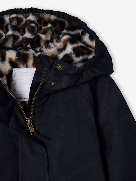 Parka fille à capuche doublée imitation fourrure bois de rose+camel+marine+noir+prune+vert foncé - vertbaudet enfant 