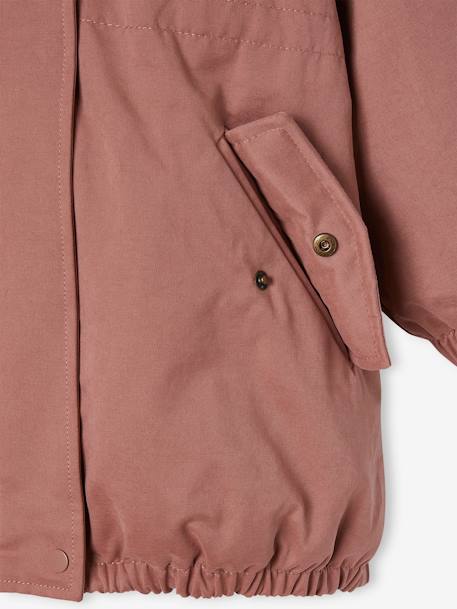 Parka fille à capuche doublée imitation fourrure bois de rose+camel+marine+noir+prune+vert foncé - vertbaudet enfant 