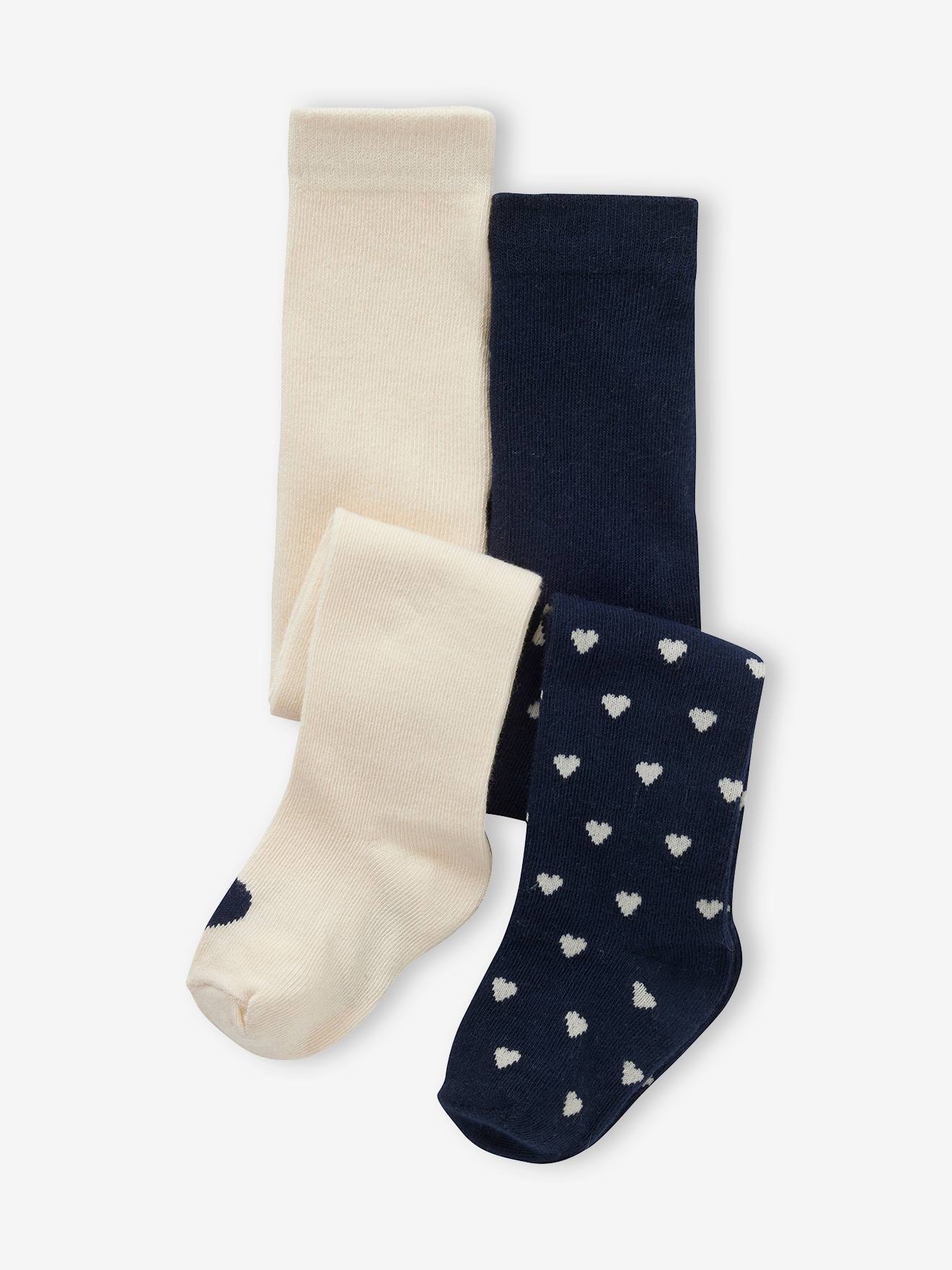 Vertbaudet Set Van 2 Paar Maillots Met Hartjes Voor Babymeisjes Marineblauw