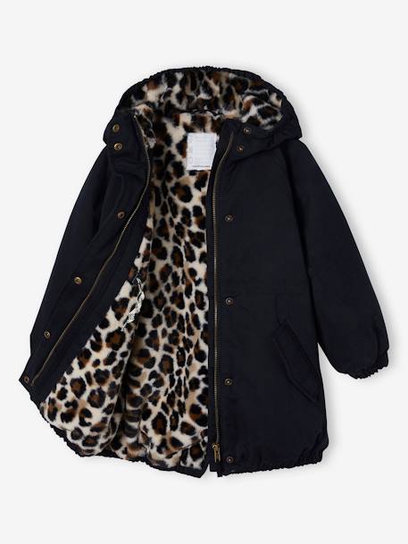 Parka fille à capuche doublée imitation fourrure bois de rose+camel+marine+noir+prune+vert foncé - vertbaudet enfant 