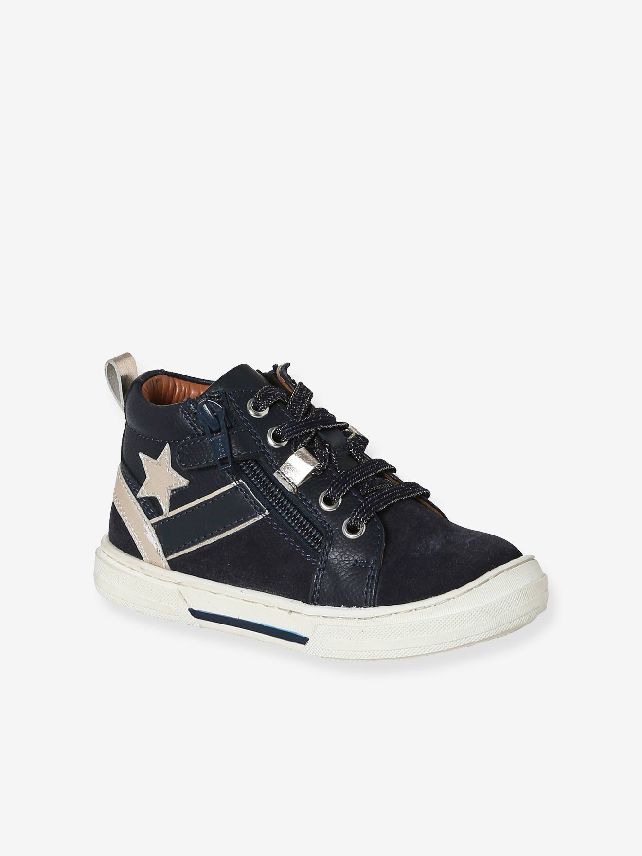Vertbaudet Hoge Sneakers Met Veters En Rits Marineblauw