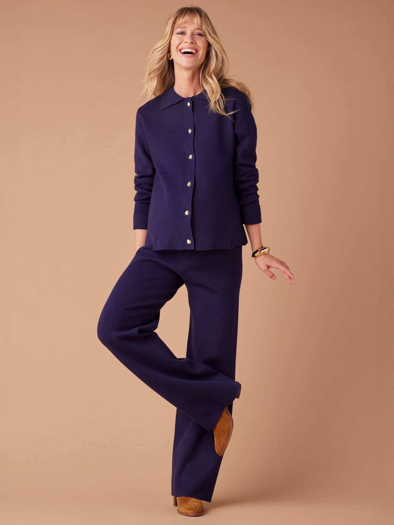 Set Met Vestje En Wijde Broek Van Tricot Envie De Fraise Marineblauw