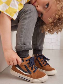 Chaussures enfant garçon cuir montantes zippées et lacées  - vertbaudet enfant