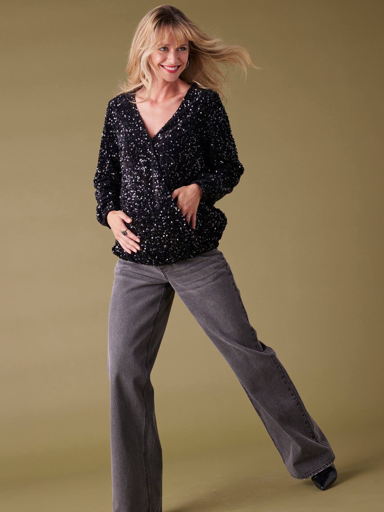 Zwangerschapsblouse Met Lovertjes Envie De Fraise Zwart