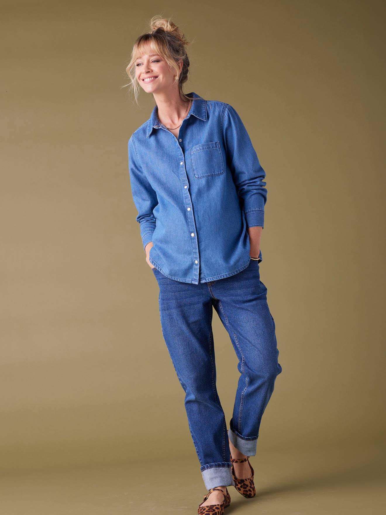 Zwangerschapsblouse Van Spijkerstof Envie De Fraise Ongewassen Denim