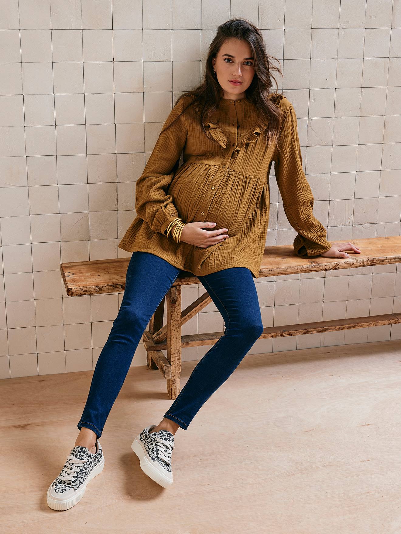 Vertbaudet Skinny Zwangerschapsjeans Ongewassen Denim
