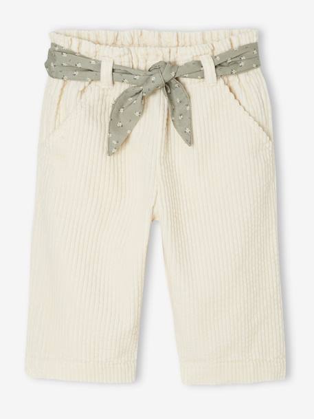 Bébé-Pantalon large en velours ceinture à fleurs bébé