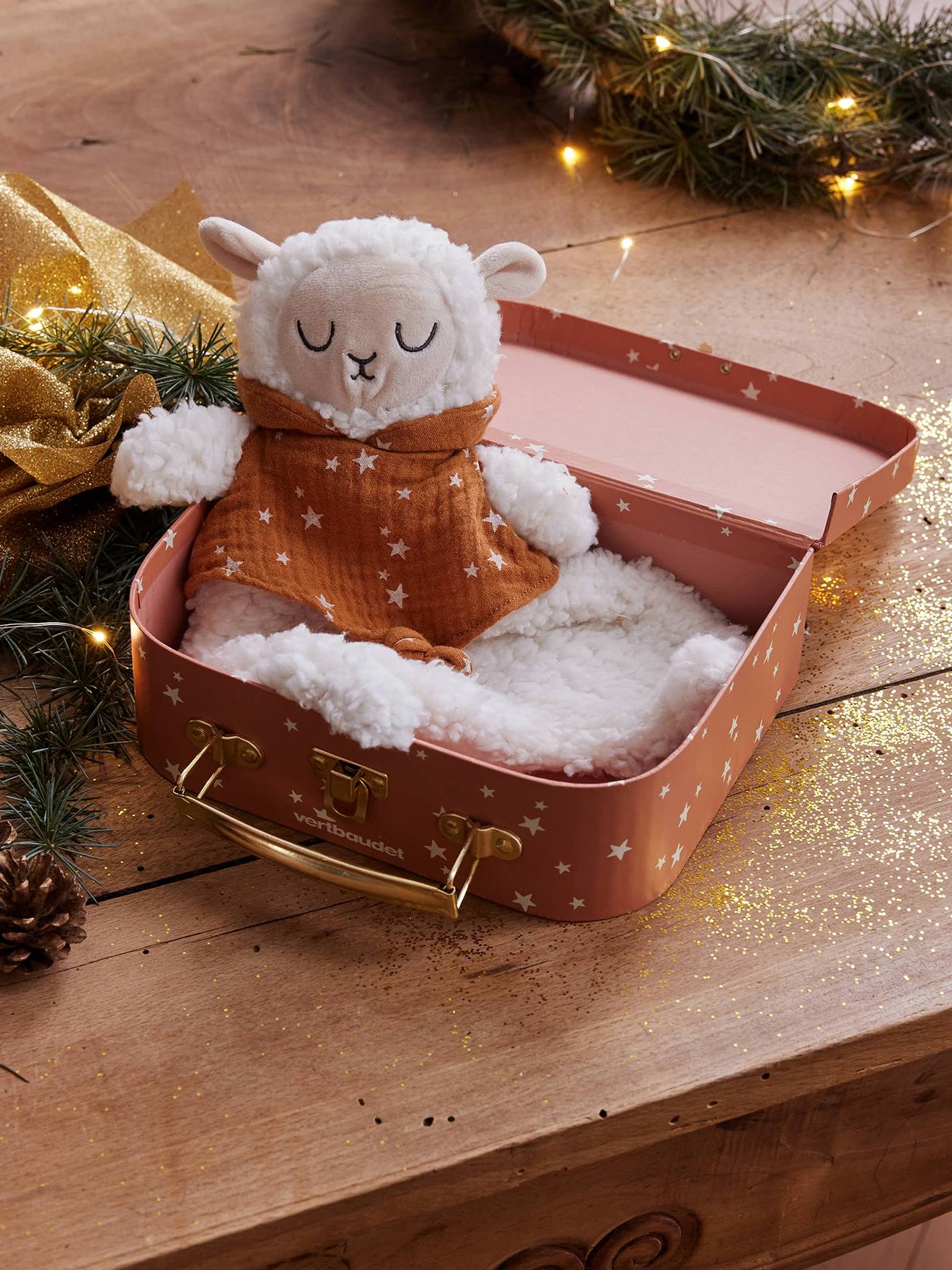 Vertbaudet Schapenknuffel Van Twee Materialen Met Tasje Beige